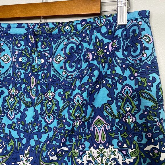 Talbots Womens Petites Skirt 10P Blue Purple Paisley Floral Pencil Lined Stretch - Picture 5 of 10